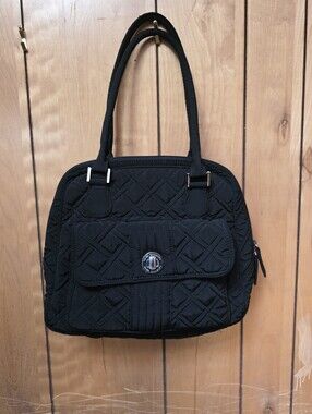 Vera Bradley Black Quilted Tote Bag with Front Flap Pocket